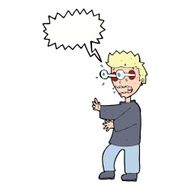 cartoon terrified boy with speech bubble N9