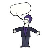 cartoon vampire man with open arms speech bubble N9