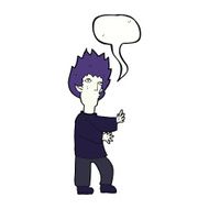 cartoon vampire man with speech bubble N100