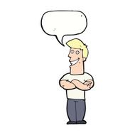 cartoon grinning man with speech bubble N75