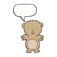 frightened teddy bear cartoon with speech bubble