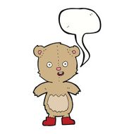 cartoon happy teddy bear in boots with speech bubble N9