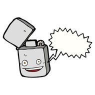 cartoon metal lighter with speech bubble