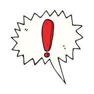 cartoon exclamation mark with speech bubble