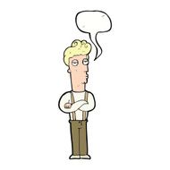 cartoon unimpressed man with speech bubble N8