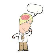 cartoon businessman with huge brain speech bubble N9