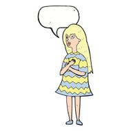 cartoon surprised girl with speech bubble N18