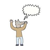 cartoon wolf man with speech bubble N40