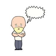 cartoon shocked bald man with beard speech bubble N9