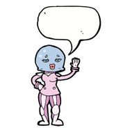 cartoon female astronaut with speech bubble N27