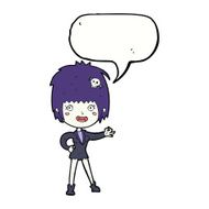 cartoon vampire girl with speech bubble N196