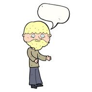 cartoon happy bearded man with speech bubble N9