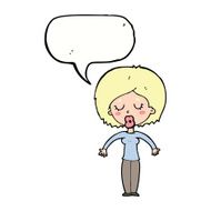 cartoon woman with closed eyes speech bubble N9