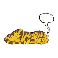 cartoon resting tiger with speech bubble N9