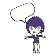 cartoon vampire girl with speech bubble N197