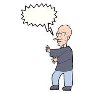 cartoon mean looking man with speech bubble N8