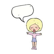 cartoon pointing woman with speech bubble N26
