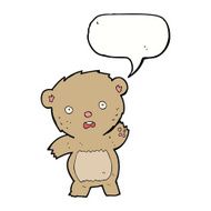 cartoon unhappy teddy bear with speech bubble N2