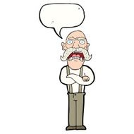 cartoon shocked old man with speech bubble N25