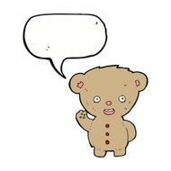 cartoon teddy bear waving with speech bubble N5