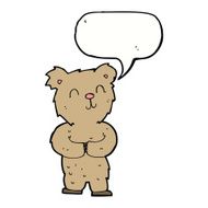 cartoon happy little bear with speech bubble