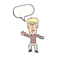 cartoon angry man waving warning with speech bubble N9