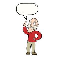 cartoon old man laying down rules with speech bubble