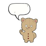 cartoon teddy bear waving with speech bubble N6