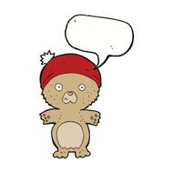 cartoon cute teddy bear in hat with speech bubble N10