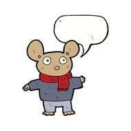 cartoon mouse in clothes with speech bubble N9