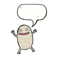 cartoon happy potato with speech bubble N9
