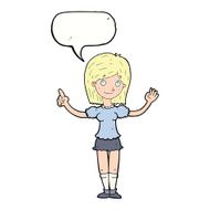 cartoon woman explaining idea with speech bubble N9