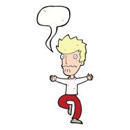 cartoon frightened man with speech bubble N73