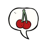 cartoon cherries with speech bubble