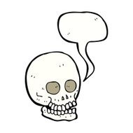 cartoon skull with speech bubble N25