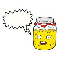 cartoon honey jar with speech bubble