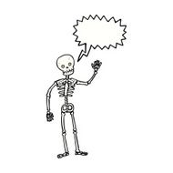 cartoon waving skeleton with speech bubble N9
