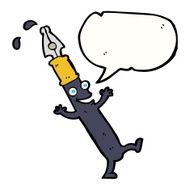 cartoon pen character with speech bubble N9