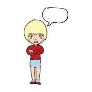 cartoon annoyed woman with speech bubble N160