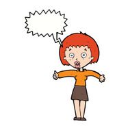 cartoon amazed woman with speech bubble N9