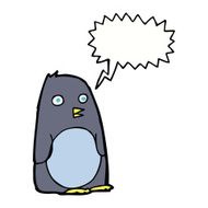 cartoon penguin with speech bubble N10