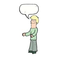 cartoon man shrugging shoulders with speech bubble N36
