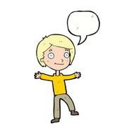 cartoon excited boy with speech bubble N125