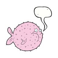 cartoon puffer fish with speech bubble N9