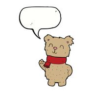 cartoon waving teddy bear with speech bubble N6