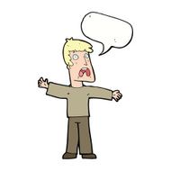 cartoon frightened man with speech bubble N74