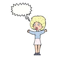 cartoon worried woman with speech bubble N69