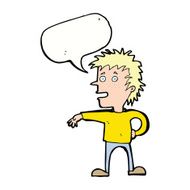 cartoon man making dismissive gesture with speech bubble N18