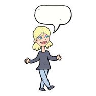 cartoon woman with no worries speech bubble N35