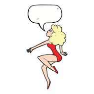 cartoon dancing woman with speech bubble N45